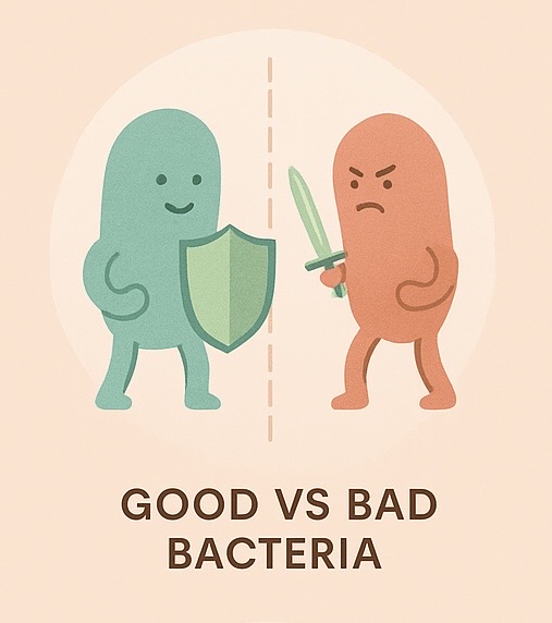 Good vs bad scalp bacteria visual representation