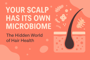 "Infographic of scalp microbiome and hair follicle health"